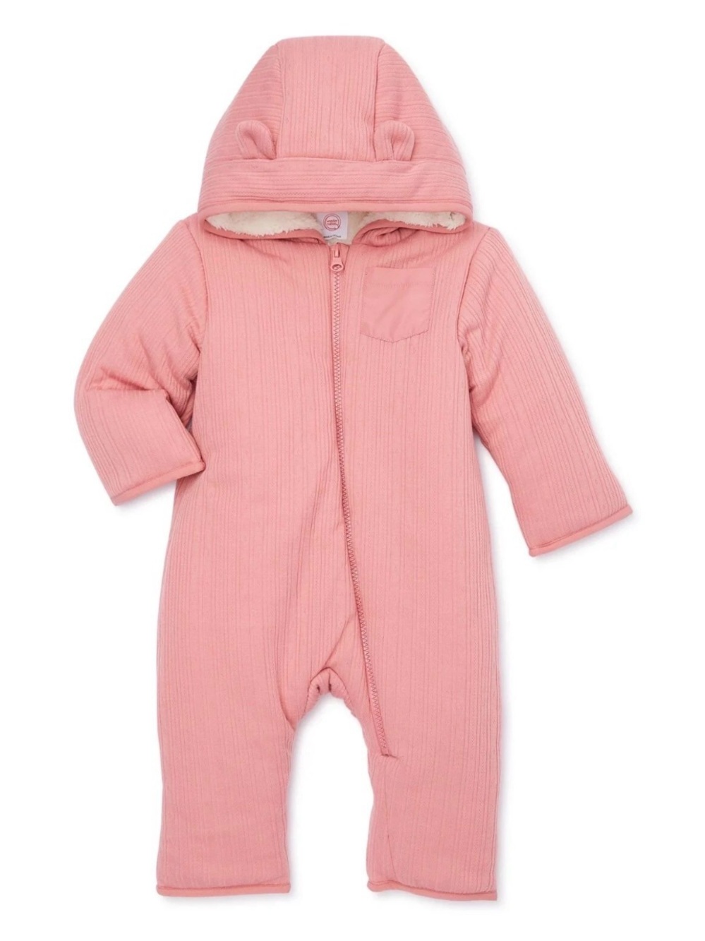 wonder nation Pink Hooded Ribbed Footed One-Piece